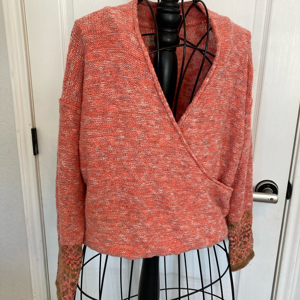 Anthropologie Coral Wrap Cardigan